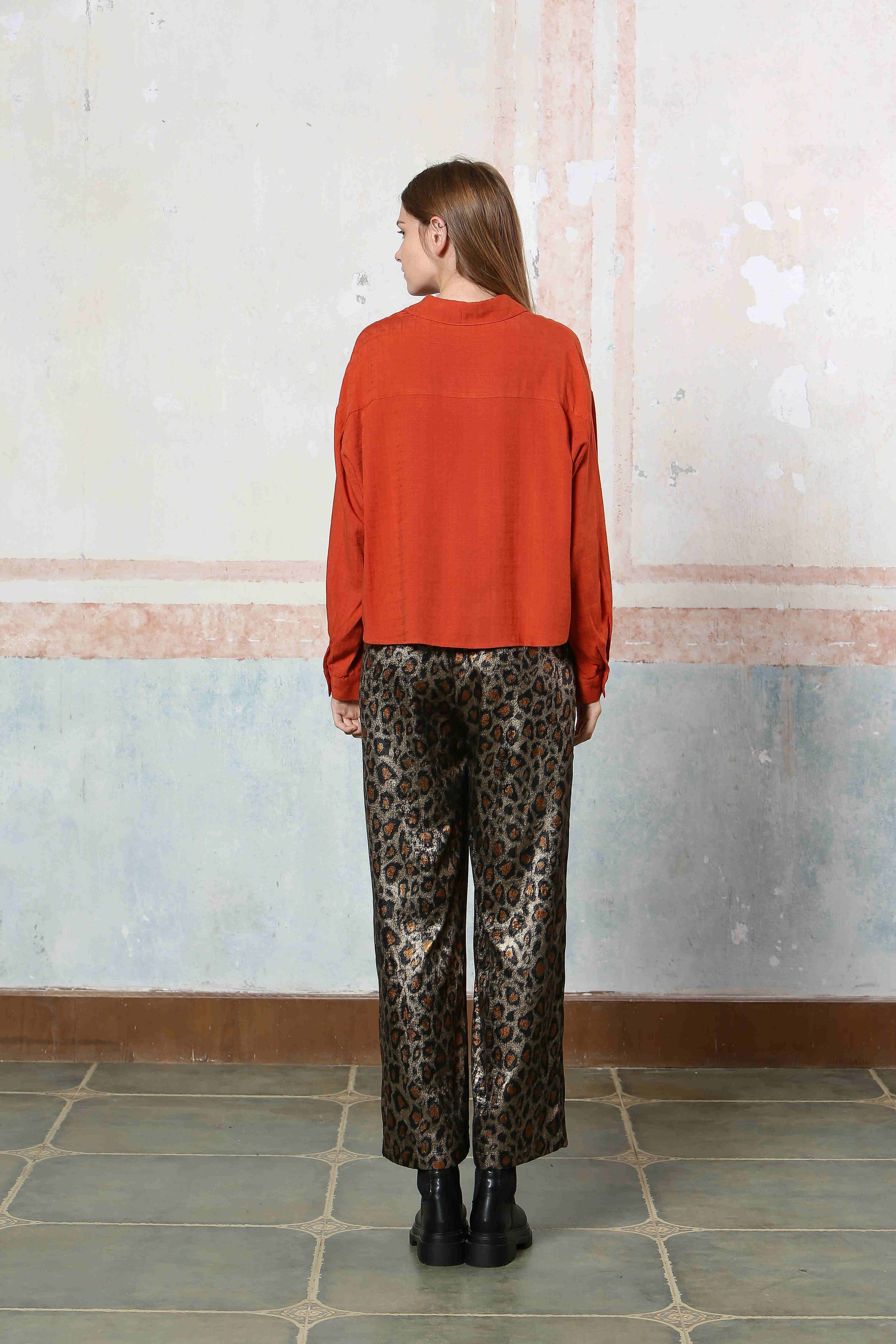 Ladies Animal Print Wide Leg Pants