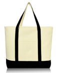 Cotton Canvas Tote Bag (Zippered Top)