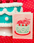 Let's Eat Cake Cat - Risograph Birthday Card