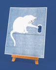 Water Glass Cat - Risograph Print