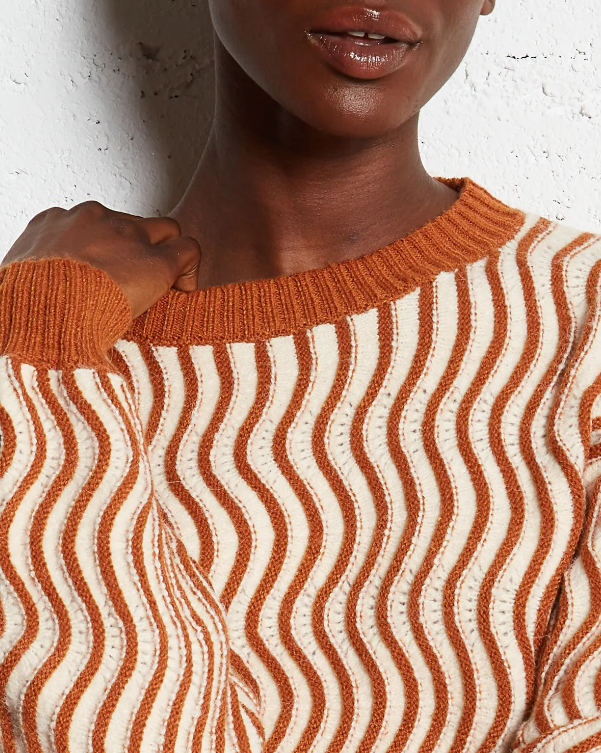 Ladies Swirl Print Knit Sweater