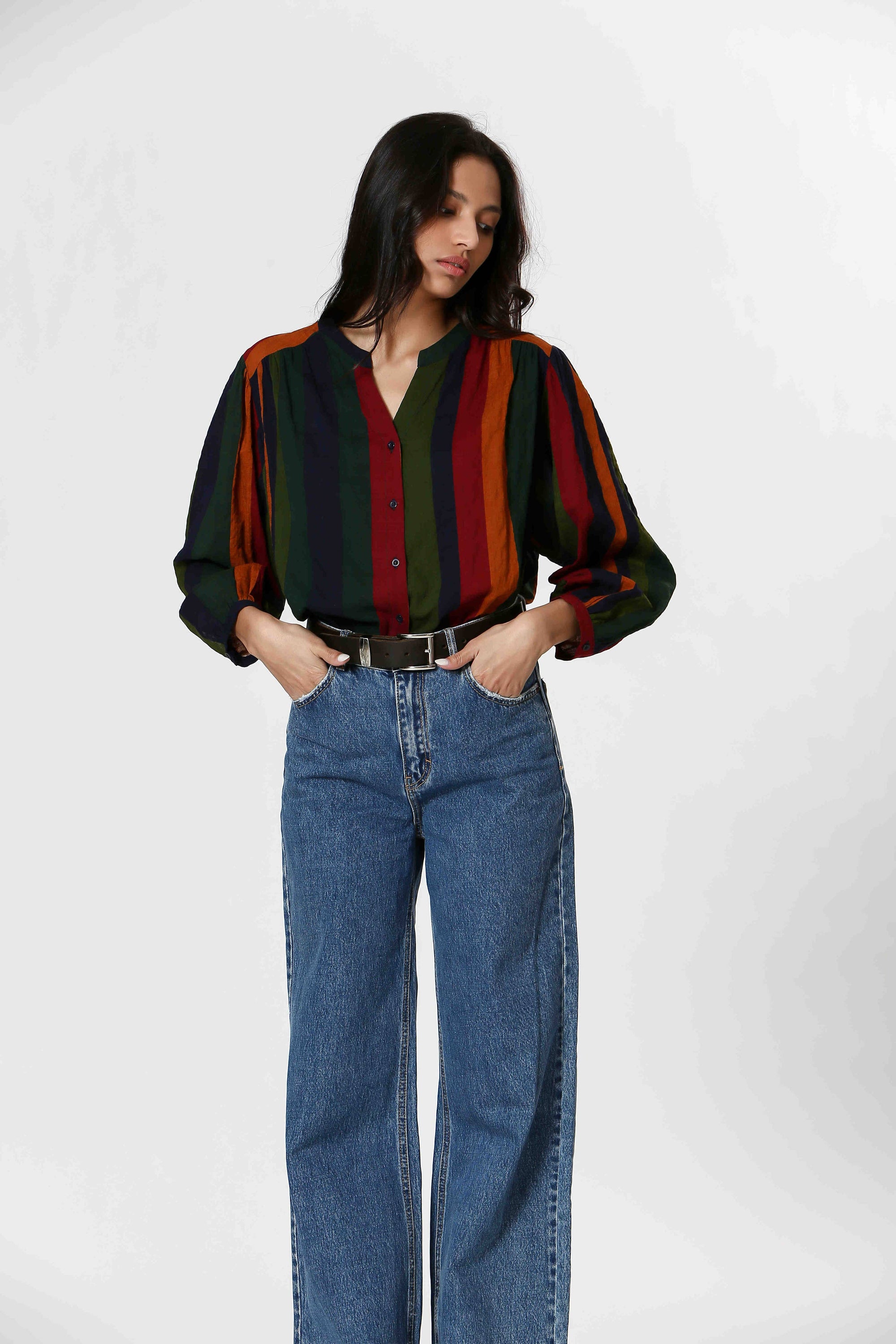 Ladies Long Sleeve Button Down Blouse