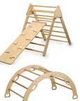 Montessori Climbing Set (3 Pieces)| Pikler Triangle, Climbing Arch & Ramp