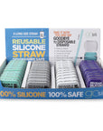 GoSili - 40 Ct Display X-Long Reusable Straw In Case, Assort Colors