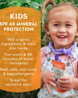 Badger Kids Mineral Sunscreen Cream SPF 40, with Zinc Oxide