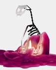 Pyropet Cat Candle with Skeleton - Red
