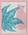 Fern Cat - Risograph Print