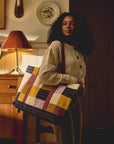 Checkered Canvas Tote Bag - Lilac