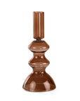 Casa Amarosa - Retro Glass Candle Stick Holder- 6 x 2.5 Inches_ Brown