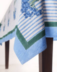 Blue Hydrangea Blockprint Tablecloth