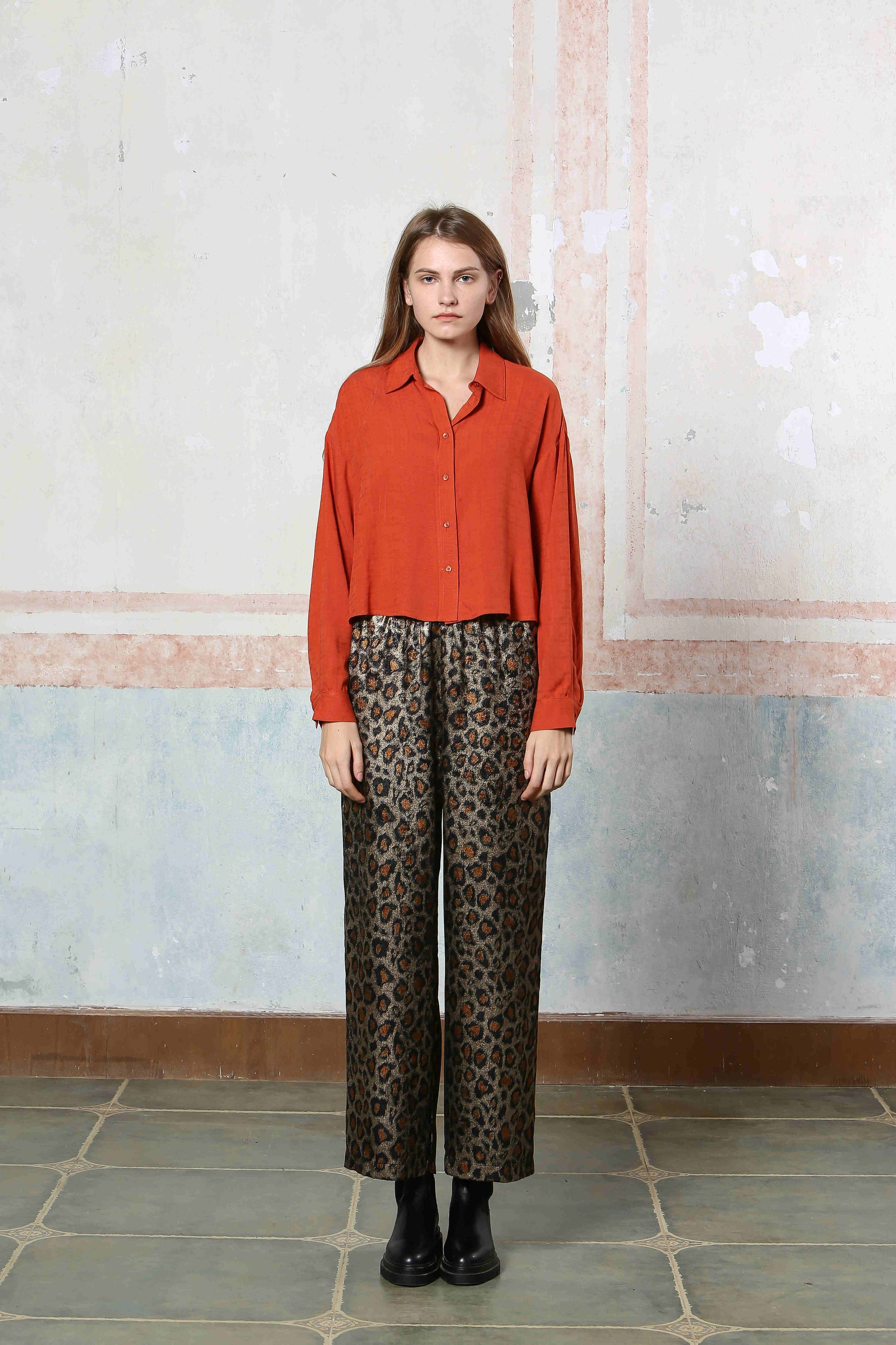 Ladies Animal Print Wide Leg Pants
