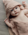 Muslin baby hooded bathtowel Powder