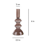 Casa Amarosa - Retro Glass Candle Stick Holder- 6 x 2.5 Inches_ Brown