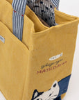 Kusuguru Japan Embroidered Cat Small Tote Bag - Yellow
