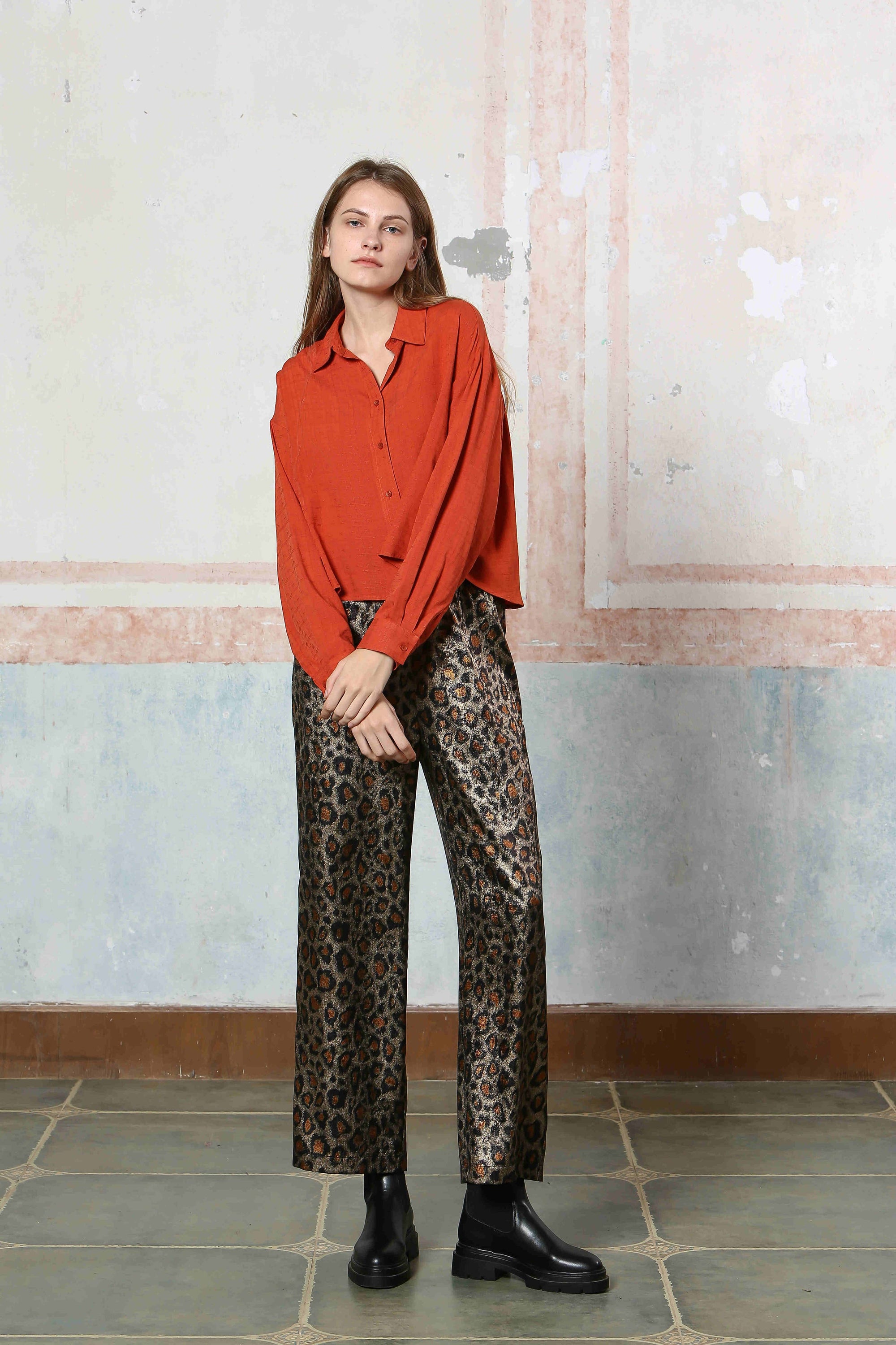 Ladies Animal Print Wide Leg Pants