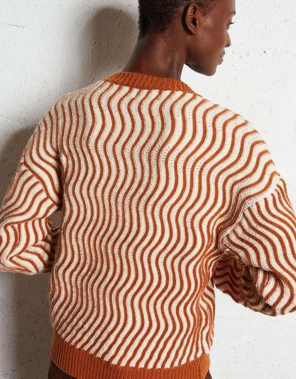 Ladies Swirl Print Knit Sweater