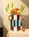 Patio Paper Vase | Burgundy, Blue & Green | Fall Home Decor