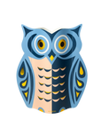 Owl Paper Vase | Blue, Peach & Gold | Fall Christmas & Luck