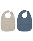 Dino Bib Set in Clay and Blue