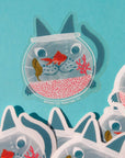 Fishbowl Cat Clear Sticker