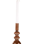 Casa Amarosa - Retro Glass Candle Stick Holder- 6 x 2.5 Inches_ Brown