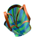 Small Recycled Plastic Market Tote Bag in Green and Blue