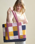 Checkered Canvas Tote Bag - Lilac
