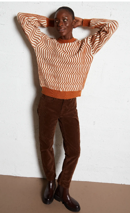 Ladies Swirl Print Knit Sweater