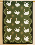 One & Only Paper - Celestial Swans Green Tea Towel