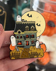 Haunted House sliding enamel pin!