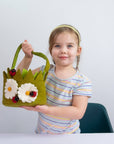 Easter Decor - Felt Easter Basket with Daisies and Ladybugs
