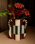 Patio Paper Vase | Burgundy, Blue & Green | Fall Home Decor