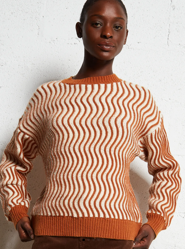 Ladies Swirl Print Knit Sweater