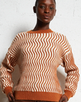 Ladies Swirl Print Knit Sweater
