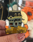 Haunted House sliding enamel pin!
