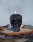 Sculpted Skull Candle – 100% Beeswax – Black - Handcrafted