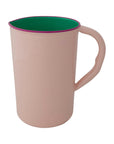 Enameled Stainless Steel Pitcher with Colored Edge, Pink, Green & Fuchsia Color