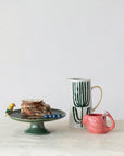 Hand-Painted Stoneware Pitcher with Flower