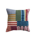 Square Woven Fabric Indoor/Outdoor Pillow with Embroidered Geometric Pattern