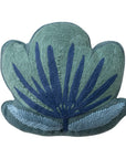 Indoor/Outdoor Flower Shaped Pillow with Embroidery, Green & Blue