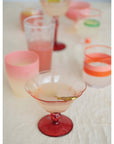 Two-Tone Stemmed Wine Glass, Red & Blush Color