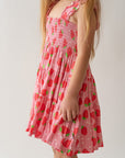 Strawberry Shirred Dress