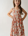 Festive Floral Shirred Dress