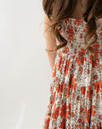Festive Floral Shirred Dress