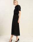 BOLD SYMPHONY WOVEN LACE MIDI DRESS