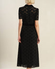 BOLD SYMPHONY WOVEN LACE MIDI DRESS