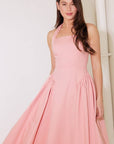 CAUGHT IN THE RAIN PINK WOVEN MIDI DRESS