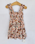 Pink Highland Cow Shirred Dress