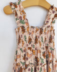 Pink Highland Cow Shirred Dress