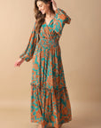 FLEETING FAUNA WOVEN MAXI DRESS